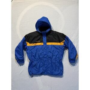 Vintage Columbia Sportswear Bugaboo Jacket Mens XL Blue Black Hooded Insulated